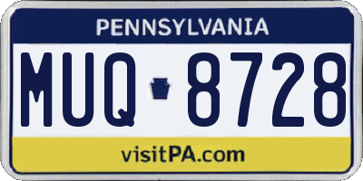 PA license plate MUQ8728