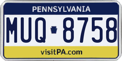 PA license plate MUQ8758