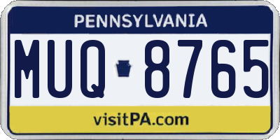 PA license plate MUQ8765