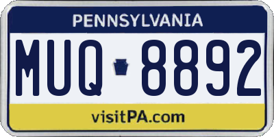 PA license plate MUQ8892