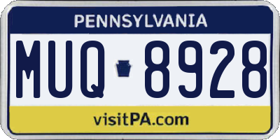 PA license plate MUQ8928