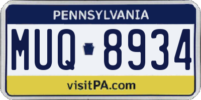 PA license plate MUQ8934