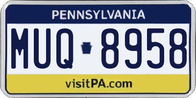 PA license plate MUQ8958
