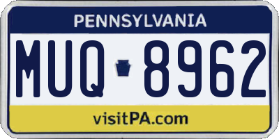 PA license plate MUQ8962
