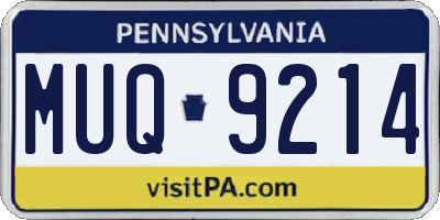 PA license plate MUQ9214