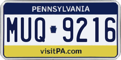 PA license plate MUQ9216
