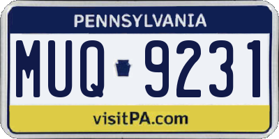 PA license plate MUQ9231