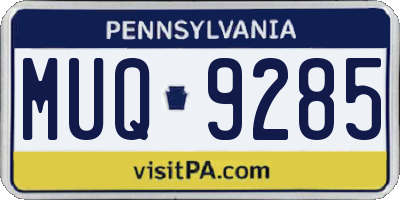 PA license plate MUQ9285