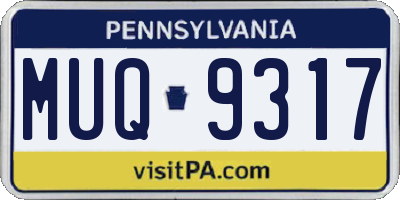 PA license plate MUQ9317