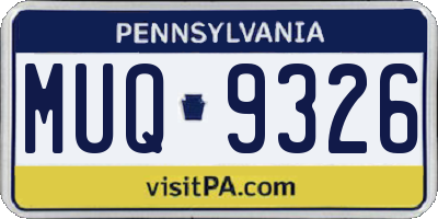 PA license plate MUQ9326