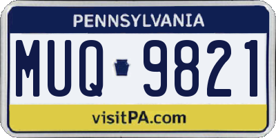 PA license plate MUQ9821