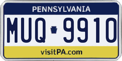 PA license plate MUQ9910