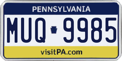 PA license plate MUQ9985