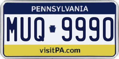 PA license plate MUQ9990