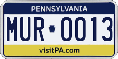 PA license plate MUR0013