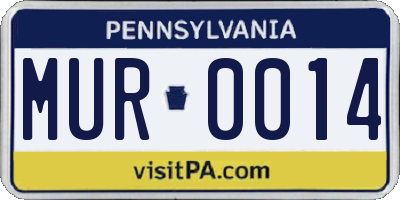 PA license plate MUR0014