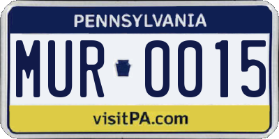 PA license plate MUR0015