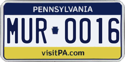 PA license plate MUR0016
