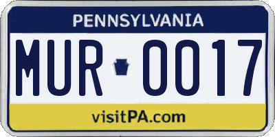 PA license plate MUR0017