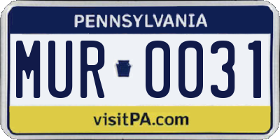 PA license plate MUR0031