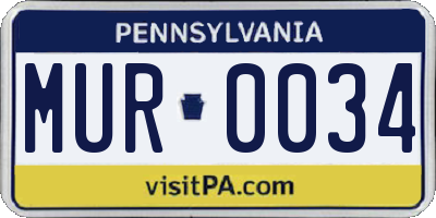 PA license plate MUR0034