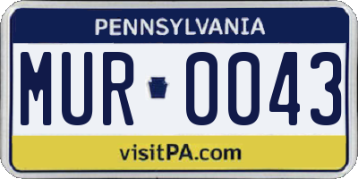 PA license plate MUR0043
