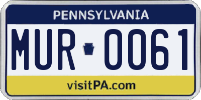 PA license plate MUR0061