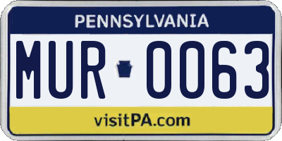 PA license plate MUR0063