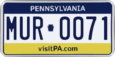 PA license plate MUR0071
