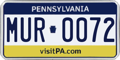 PA license plate MUR0072