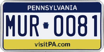 PA license plate MUR0081