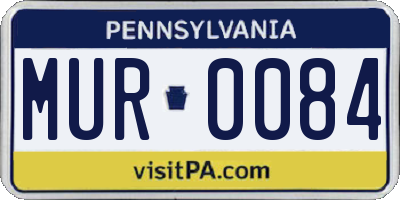 PA license plate MUR0084