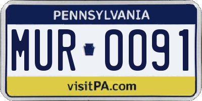 PA license plate MUR0091