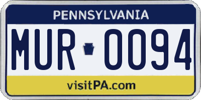 PA license plate MUR0094