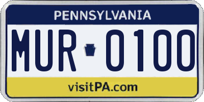 PA license plate MUR0100