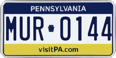 PA license plate MUR0144