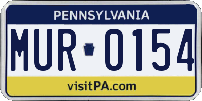 PA license plate MUR0154