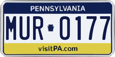 PA license plate MUR0177