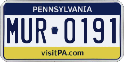 PA license plate MUR0191