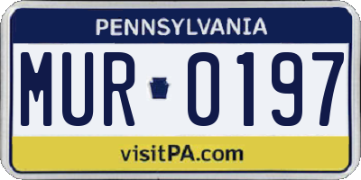 PA license plate MUR0197