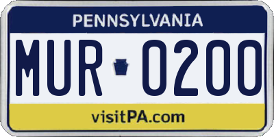PA license plate MUR0200