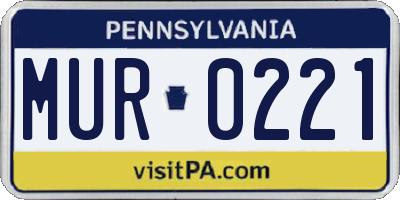 PA license plate MUR0221