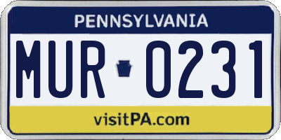 PA license plate MUR0231