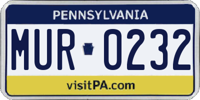 PA license plate MUR0232