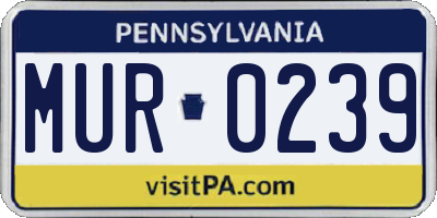 PA license plate MUR0239