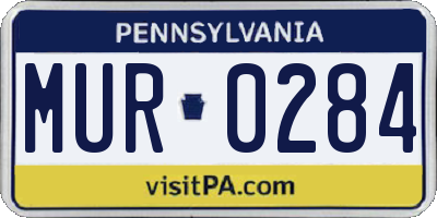 PA license plate MUR0284