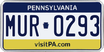PA license plate MUR0293