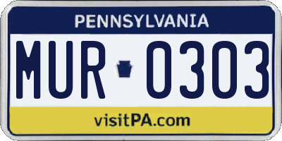 PA license plate MUR0303