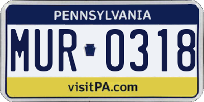 PA license plate MUR0318