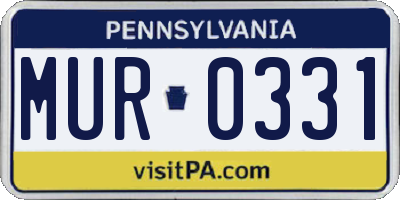 PA license plate MUR0331